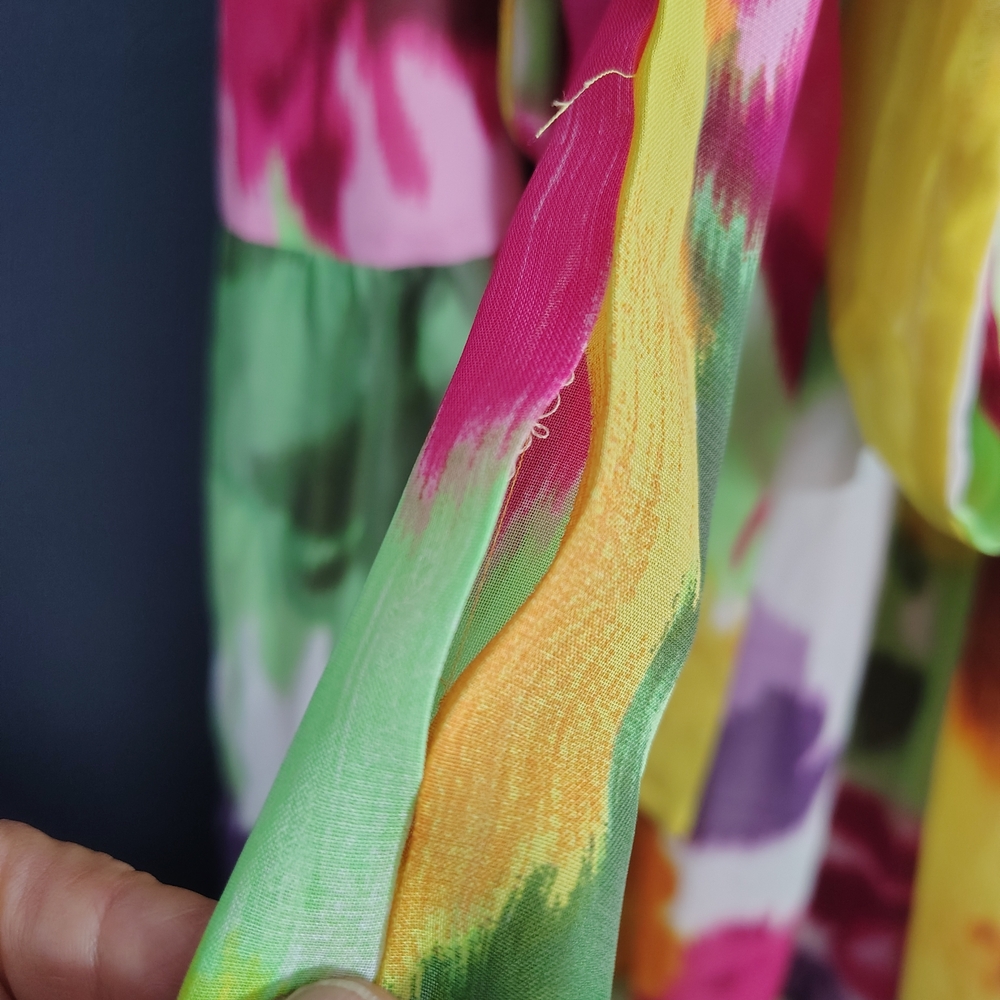 Donna Ricco Colorful Floral High Neck Line Sleeveless Tiered  Dress - Picture 5 of 14